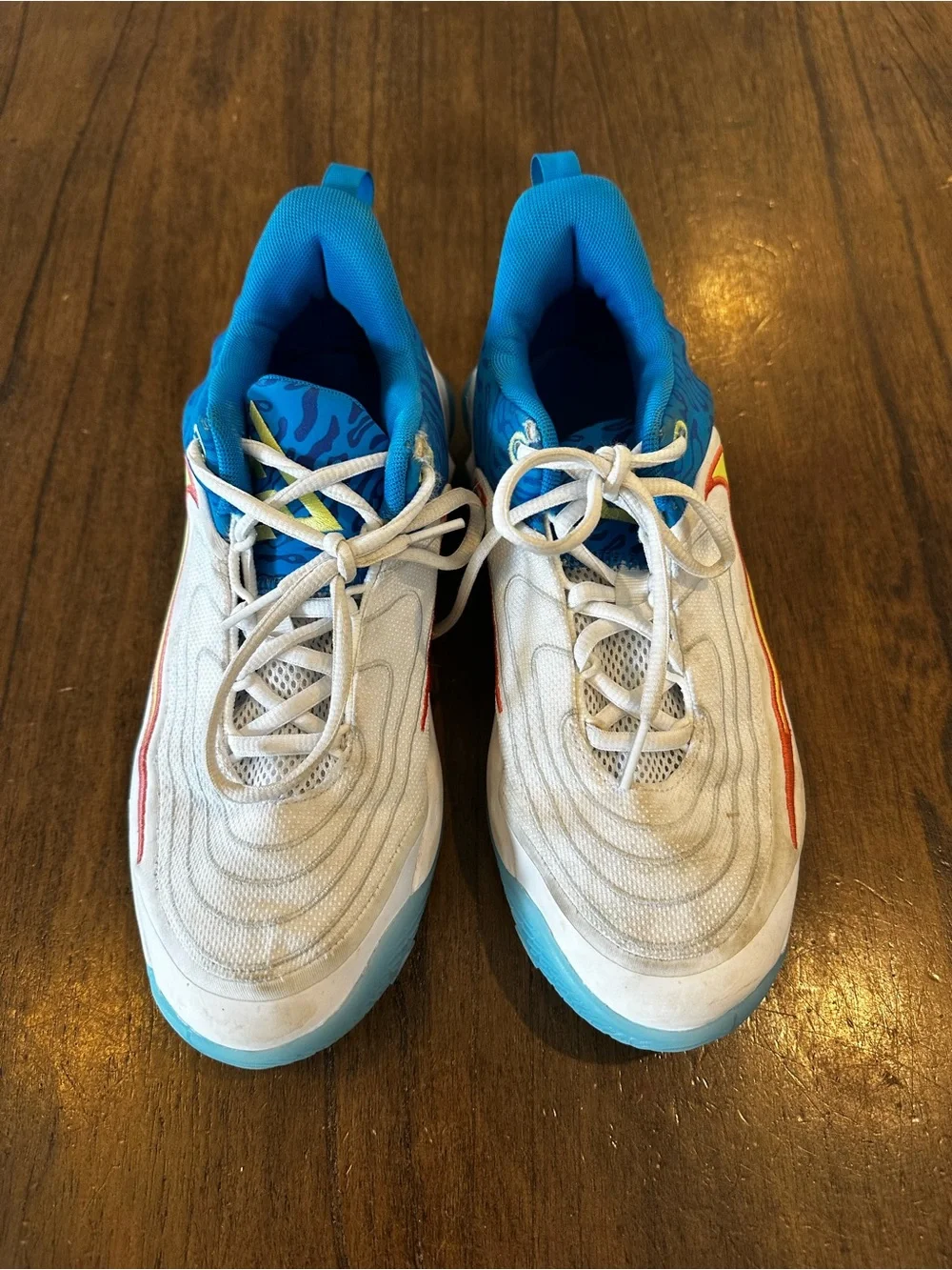 Nike Giannis Immortality 4 Youth Basketball Shoes White Blue Volt Orange 6Y